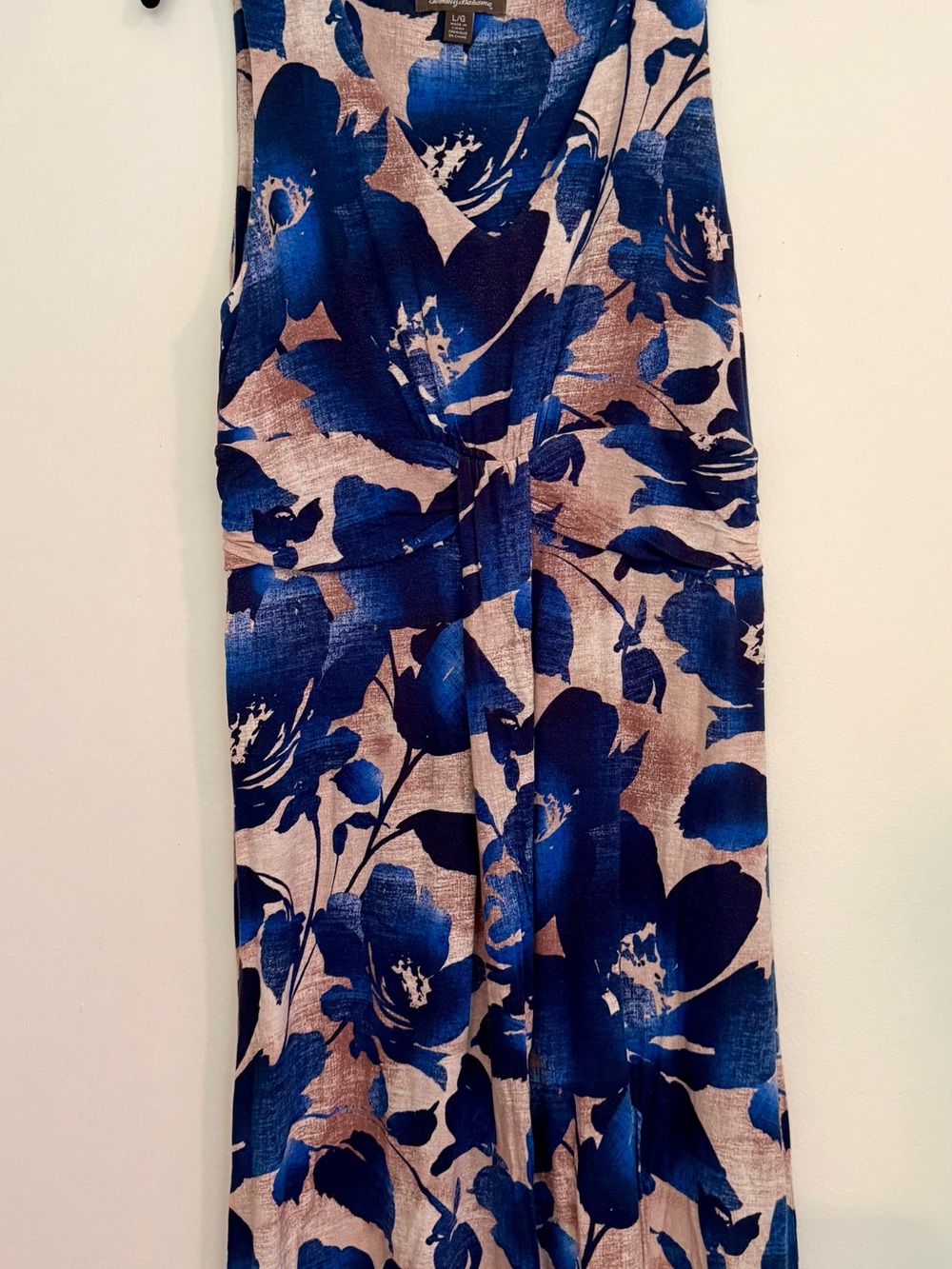 Tommy Bahama Blue and Beige Floral Dress Size Large.